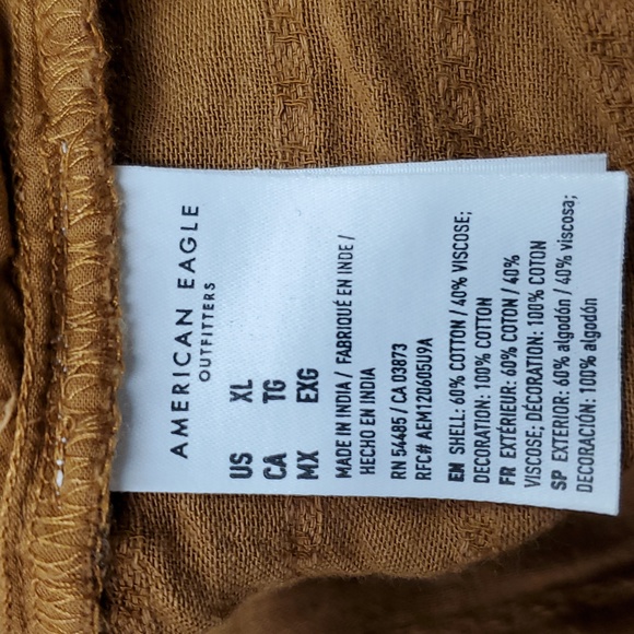 SZ. XL/TG/EXG WOMEN'S AMERICAN EAGLE SQUARE NECK 3/4" SLEEVE PEASANT TOP - Picture 3 of 7